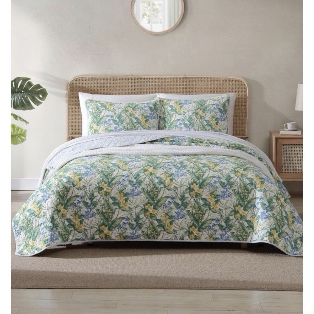 Tommy Bahama Paradise Point Full Queen Quilt Set Tropical Floral 2 Shams Coastal